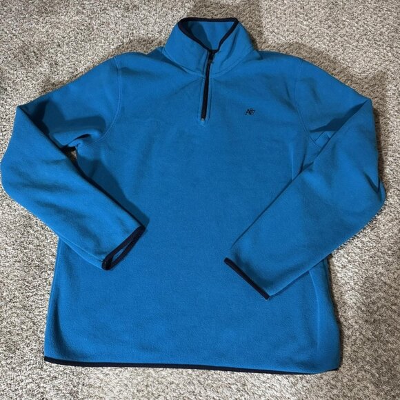 Aeropostale Sweater Mens Large Blue Quarter Zip Fleece A87 Mock Neck Pullover - Picture 1 of 8